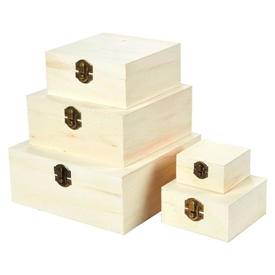 Buy Hinged-Lid Nesting Boxes for Arts Crafts Hobbies and Home Storage Unfinished Pine Wood Natural Wood Color online manufacture