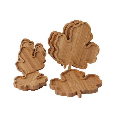 kopen Bladvormige op maat gemaakte houten serveerbak Fruit Snack Bamboe Coaster online manufacture