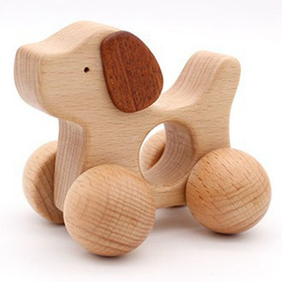 comprar Cachorro recém-nascido Carro Montessori Brinquedo de madeira Rattle Teether Brinquedo Para Treinamento do Bebê online manufacture