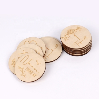 acheter Cartes mensuelles pour bébés Cartes en bois Disques double face Ensembles cadeaux pour bébés Autocollants Blocs Ensemble de 13 avec sac à cordes online manufacture