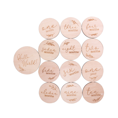 comprare Cartoline mensili per bambini Cartoline di legno, dischi di legno a doppio lato, set di 13: comprende 12 cartoline (4.1 pollici) online manufacture