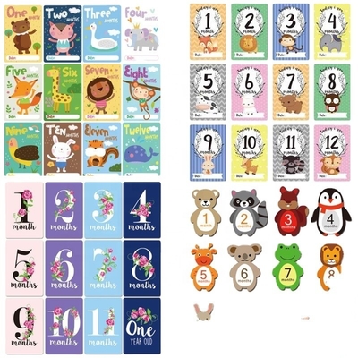 kopen Baby Milestone Cards Aandenken- Set van 13 Maandelijkse leeftijd Discs Kaart Dubbelzijdige blokken Huwelijk Milestone Cards online manufacture