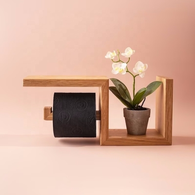 Mua Nạp giấy vệ sinh bằng gỗ với kệ tường cho WC Roll Easy Storage Natural Wood Oak Material online manufacture