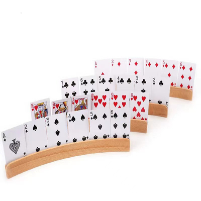 Beli Kayu melengkung pemegang kartu bermain rak baki set 4 untuk anak-anak senior orang dewasa - 13.4inch dengan base luas stabil cukup untuk untuk Bri online manufacture