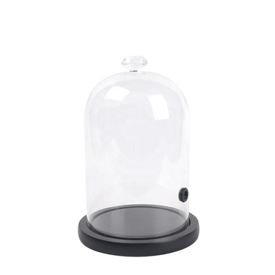 Beli Clear Glass Dome, Glass Bell Jar Cadle Cake Display Case Black Base Kayu untuk Dekorasi Rumah Natal online manufacture