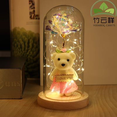 Mua Món quà hoa mãi mãi cho phụ nữ, hoa hồng được bảo quản trong một mái vòm thủy tinh, đế gỗ tùy chỉnh online manufacture