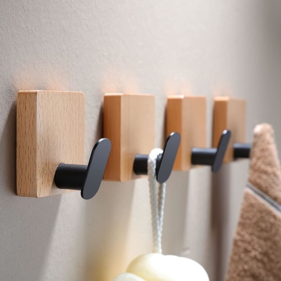 Beli Hook handuk dipasang di dinding - Klip kamar mandi Hook mantel untuk menggantung jubah Pakaian, Kayu padat Beech Wall Hook online manufacture