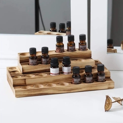 kopen Etherische olieflessen Houten opslagplaat Stand Reizen Display Presentatie houder, Cosmetische aromatherapie organisator Rack online manufacture