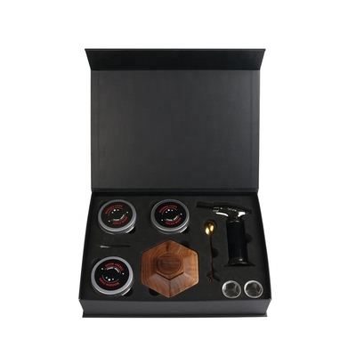 comprar Fábrica de fornecimento Kit de fumo de coquetel de madeira com caixa preta de presente Kit de fumo de uísque de madeira com tocha de chips de madeira online manufacture