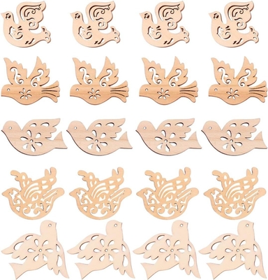 satın al Lazer Kesim Ahşap Dekorasyon Çürük Ağaç Yaprakları Kuş Şekli Ornament Ahşap Diskler Bitmemiş Sanat El Sanat DIY Dekorasyon online manufacture