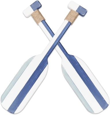 comprar Decoração de remo Náutico de madeira dupla personalizada com corda Paddles de remo náutico Decoração de parede Porta pendurada Ornamento de praia online manufacture