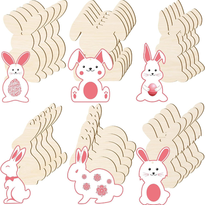 kaufen Ostern Unfertiges Holz Kaninchen Ausschnitte, Hängende Kaninchen Ausschnitte Kaninchenform Handwerk Tags Holz Anhänger Ornamente online manufacture