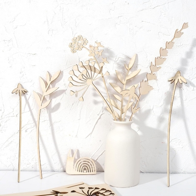 satın al Ahşap Çiçek Buketi - Duvar Sanatları için Plywood Çiçek İşareti, Ahşap Çiçek Kesimleri online manufacture