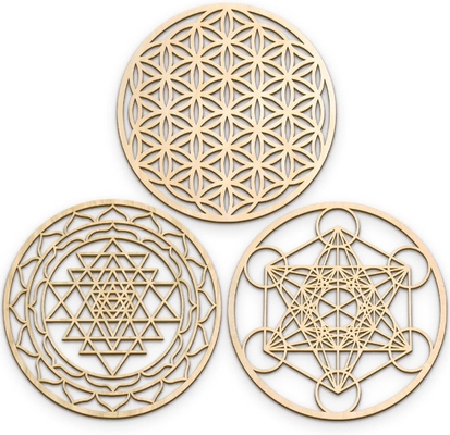 kopen Sacred Geometry Houten Muurkunst Set, Zen Home Decor voor Yoga/Meditatie, Houten Muurhangende Beelden online manufacture