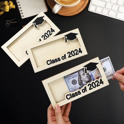 kupować Graduation Money Holder Wooden School Graduation Card Box Cash Holder Money Wallet for Graduation DIY Birthday Present (Dzień ukończenia szkoły) online manufacture