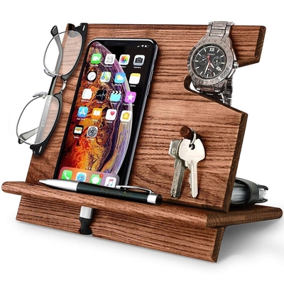 kopen Celularstand Horlogehouder Mannen Hout Mobiele basis nachtkast Oplaadstation Docking Station Vrouwen Accessoires Houten opslag online manufacture