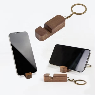 Buy Walnut Wood Keychain Phone Holder Multifunctional Key Ring Gift online manufacture