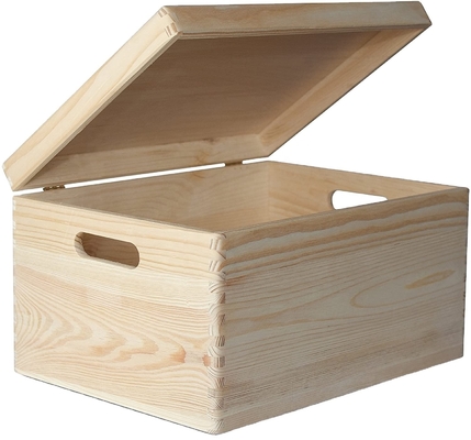 Beli Kotak Kayu Besar Pemasangan Peti Kayu Tidak Dicat Kotak Souvenir dengan Tutup dan Pegangan untuk Menghiasi dengan Dokumen, Mainan, Barang Berharga & Alat online manufacture