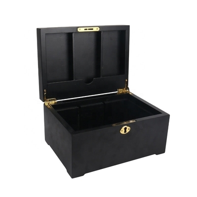 comprar Caja de embalaje de madera impresa con logotipo simple Caja de joyería personalizada negra online manufacture