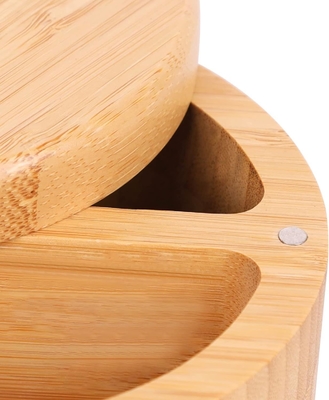 kupować Bamboo Salt Keeper Duet Salt and Pepper Bowl, Salt Cellar and Storage Box z dwoma przedziałami, mini łyżką wbudowaną w górę online manufacture