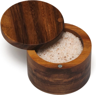 Beli International Acacia Wood Salt atau Spice Box dengan Tutup Berputar online manufacture
