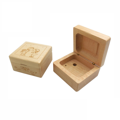 Kleine sieraden natuurlijke onvoltooide eenvoudige scharnierende DIY lege houten doos