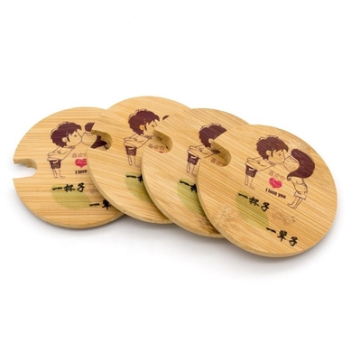 Natuurlijke kleur Decoratieve bamboe deksels Houten mok deksel Glas pot Drankbeker deksel