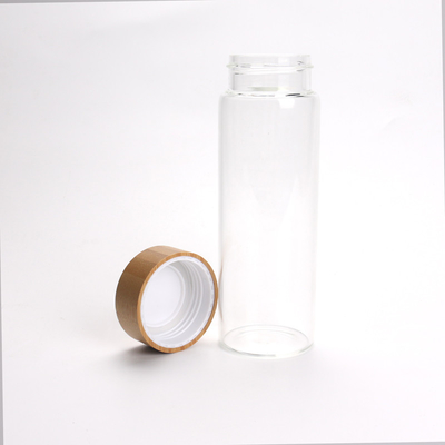 Fruit and Tea Infuser Waterfles. Dubbelwandige glazen fles met bamboe deksel