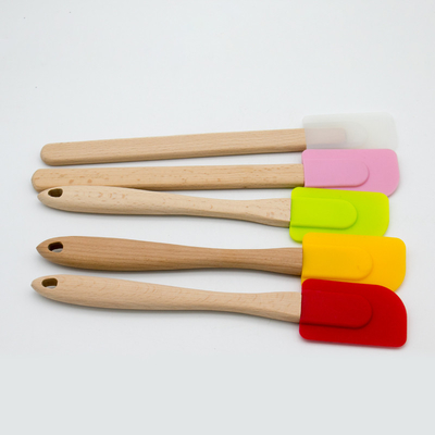 houten siliconen spatula met houten handvat