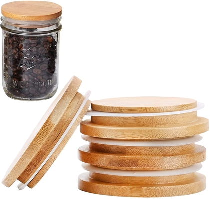 Capa de frasco de madera reutilizable Capa de la lata de bambú de la lata de la lata de la lata compatible con la lata de la lata de la boca ancha