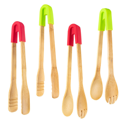 Vlees BBQ Duurzame houten tongs voor het koken van brood Custom Size Bamboe Salad Tongs