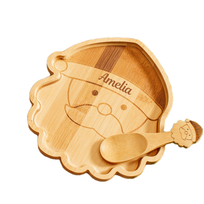 Kerst Cartoon Houten Servering Tray Bamboe Fruit Food Tray Voor Baby