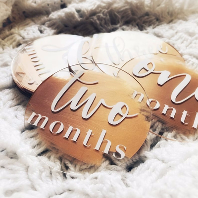 Acrylische gesneden houten mijlpaalplaten Geschenk Zwangerschap mijlpaalplaten