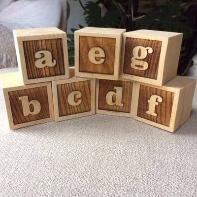 Letter Pinewood Houten Milestone Blocks Baby ABC Alphabet Blocks Foto Requisiten