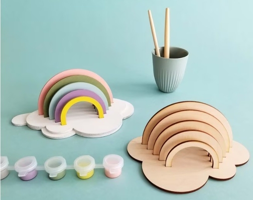 Houten regenboog verf kit DIY kind handwerk regenboog decor laser gesneden hout