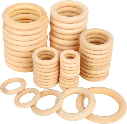 Houten ringen voor ambachten, macrameringen, houten tandenring