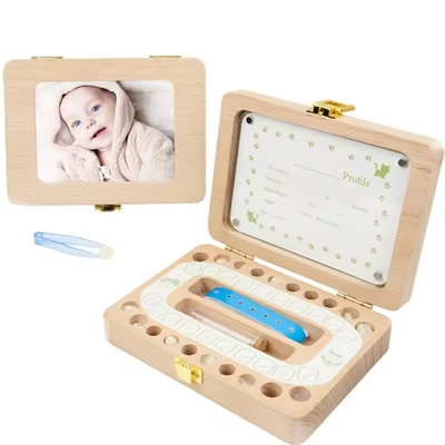 Houten doos voor baby tanden Houten organisator opslag Nieuwgeboren baby kind cadeau souvenir koffer