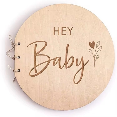 Handgemaakte Plywood Baby Douche Souvenir Gastenboek Milestone Houten cirkels