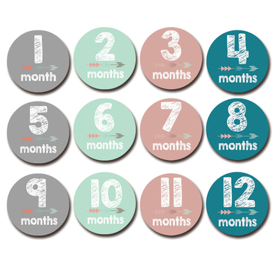 Houten Baby Maandelijkse Milestone Discs Dubbelzijdige Discs Ronde vorm - Inclusief 13 kaarten met trekstrengtas