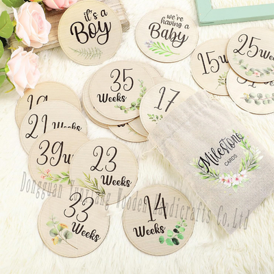 Classic Plywood Baby Monthly Milestone Discs, Houten Discs voor Baby Announcement en Milestones