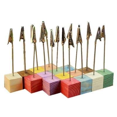 Houten kleuren memo clip dennen hout basis notitie clip bureaublad ornamenten houten foto clip