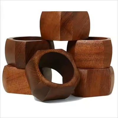 Anel de guardanapo de madeira octogonal 50x50x25 mm