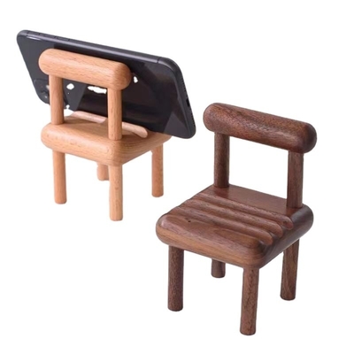Nieuwe houten stoel beuk mobiele telefoonhouder creatief kleine krukhouder desktop mobiele telefoonhouder voor luie mensen
