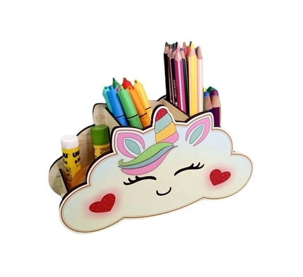 Houten eenhoorn potloodhouder potlooddoos potlooddoos thuisbureau & potloodstand Of bureau make-up organisator voor papierwerk