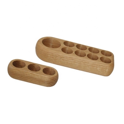 Nieuwste houten flessen voor essentiële olie Display Stand Op maat gemaakt Houten basis Solid Hout Oval vorm Houder