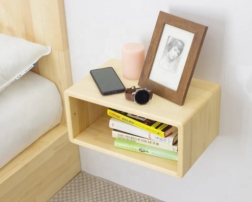 Moderne stijl Drijvend nachtkast Houten nachtkast Tafels Naaktkast Schap Handgemaakte meubels Bedbank Wandplank