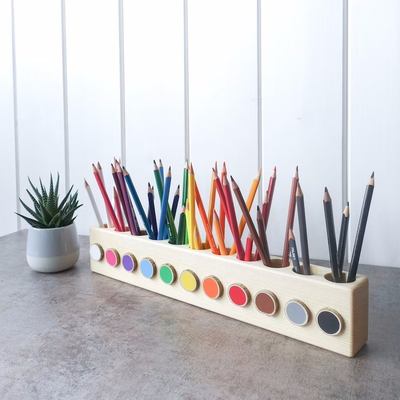 Montessori houten potloodhouder potloodhouder kleur sorteren voor volwassenen kleuren hout dec organisator kunstenaar potlood organisator