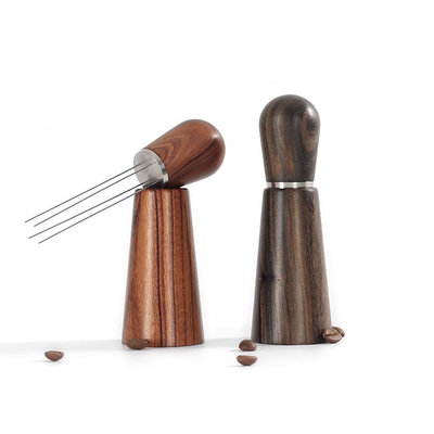 Koffie roermachine, professionele Espresso roer distributie gereedschap Koffie poeder hand manipulator distributeur, houten koffie naald,