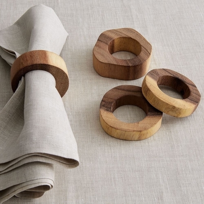 Vintage Houten Servetten Ring voor Decoratie of Bruiloft Acacia Servetten Ring Set van 4 stuks