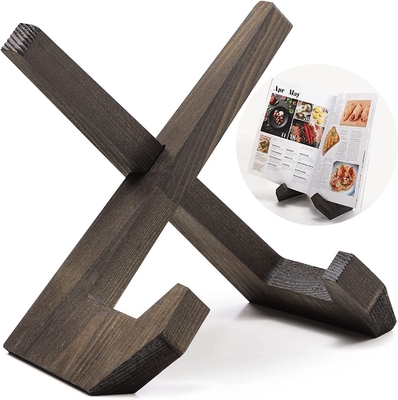 Massivhouten kookboekstand Boerderijkeuken decor voor tablet Fancy Plate Vinyl en receptboek